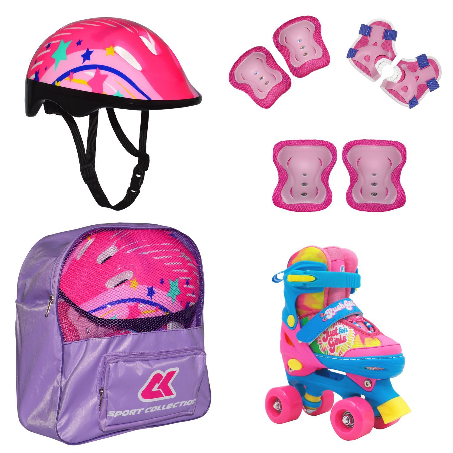 Роликовый комплект Sport Collection в сумке SET JUST Pink ролики р. 29-32 шлем 50-56 защита S/M - фото 1