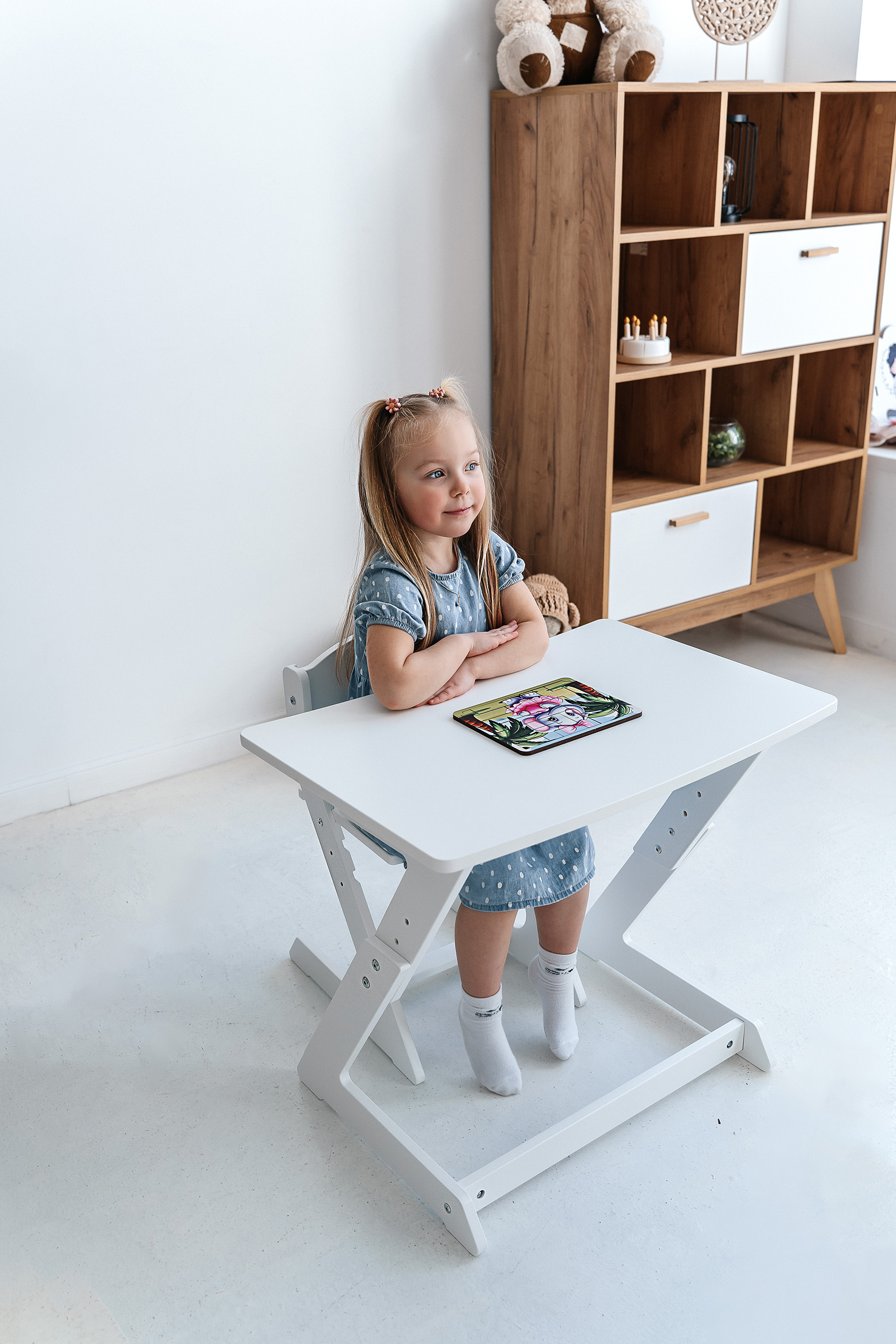 Детский растущий стол и стул Коняша белый - фото 5