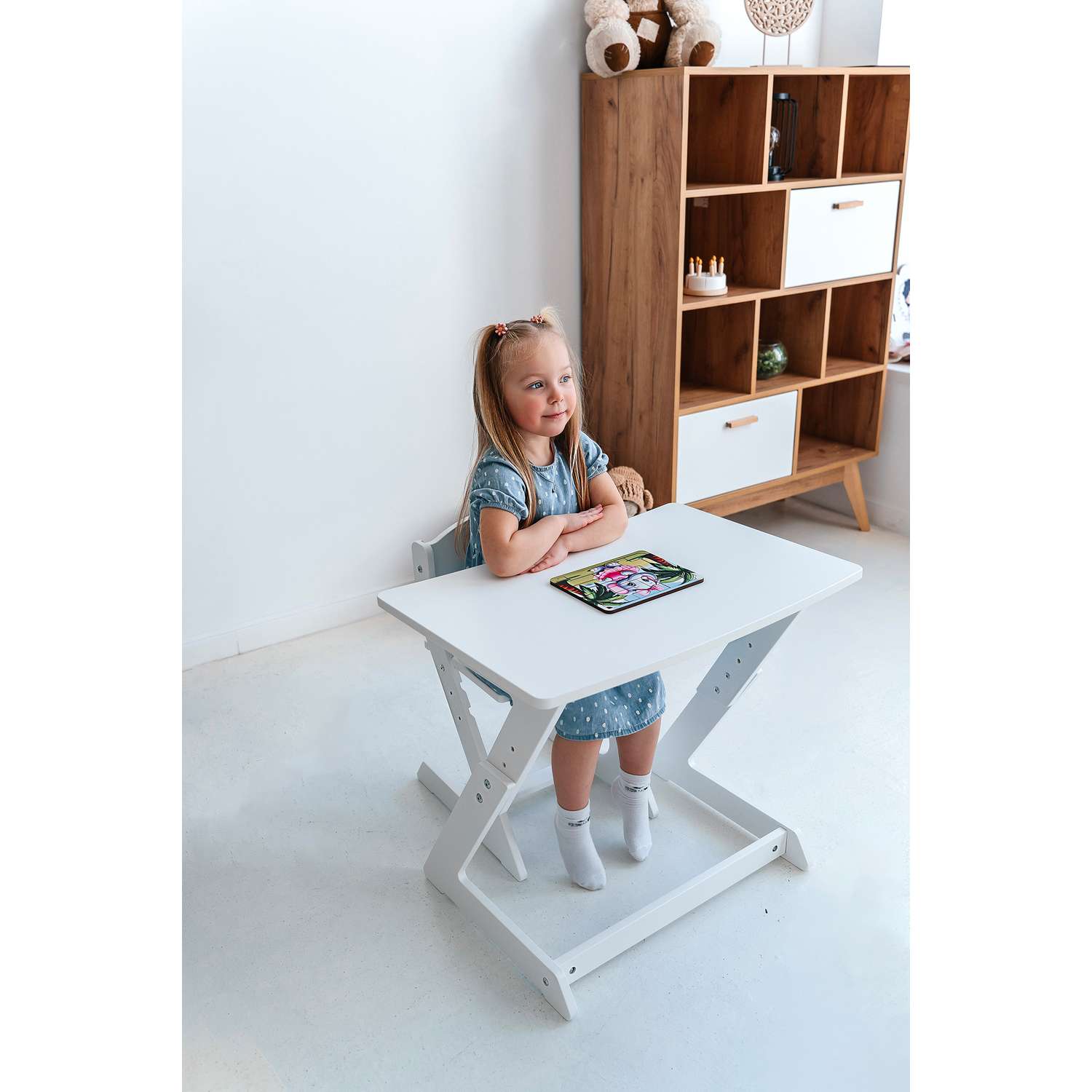 Детский растущий стол и стул Коняша белый - фото 5