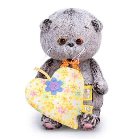 Мягкая игрушка BUDI BASA Кот Басик BABY с желтым сердечком 20 см BB003