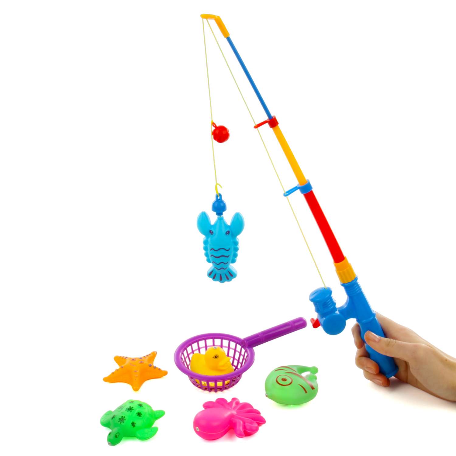 Игрушка для купания Veld Co рыбалка с сачком 8 предметов - фото 2