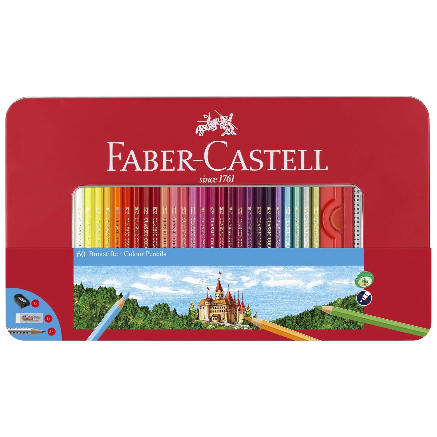 Цветные карандаши Faber Castell Замок в подарочной мет. коробке 60 шт. - фото 1