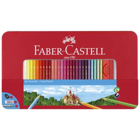 Цветные карандаши Faber Castell Замок в подарочной мет. коробке 60 шт.