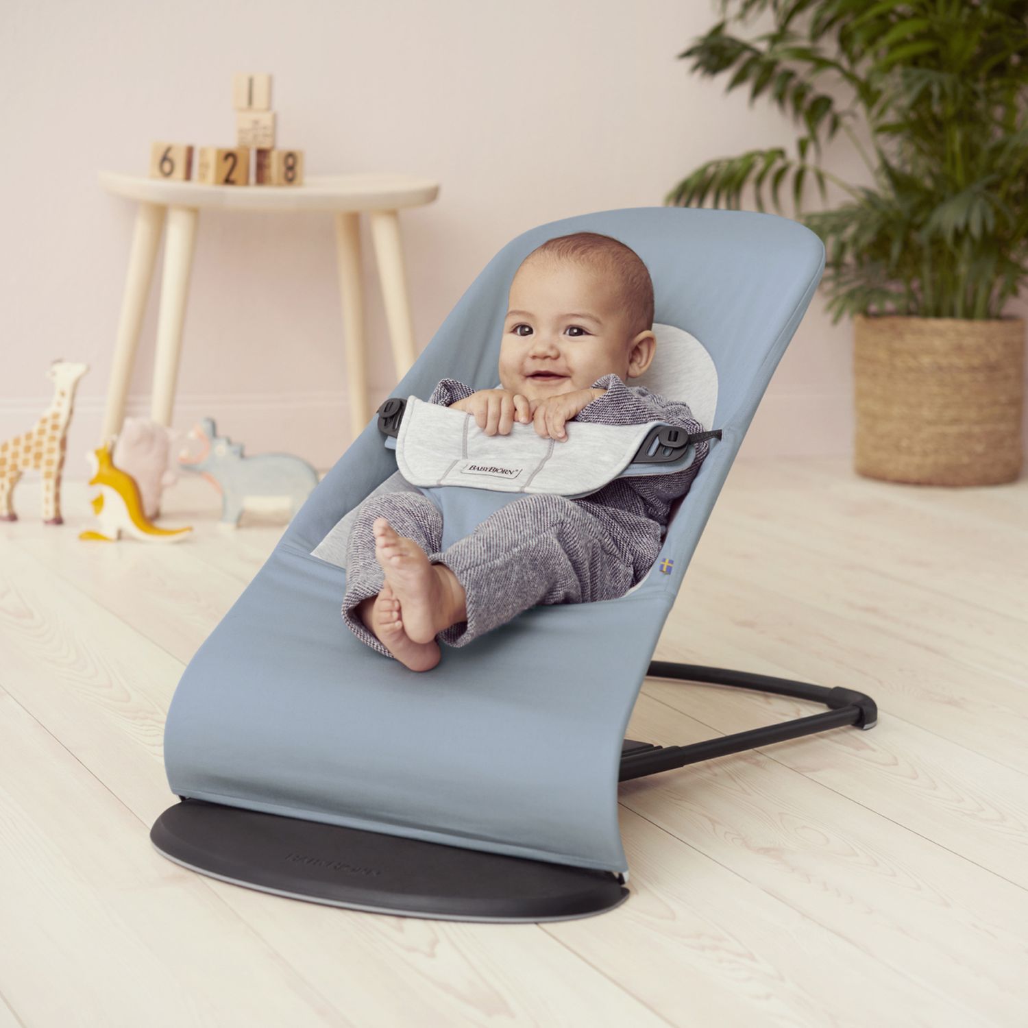 Кресло-шезлонг BabyBjorn Balance Cotton Jersey Серо-голубой - фото 3