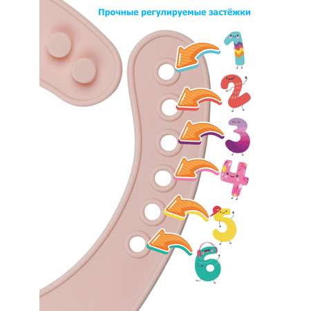 Нагрудник детский силиконовый TidoRo розовый