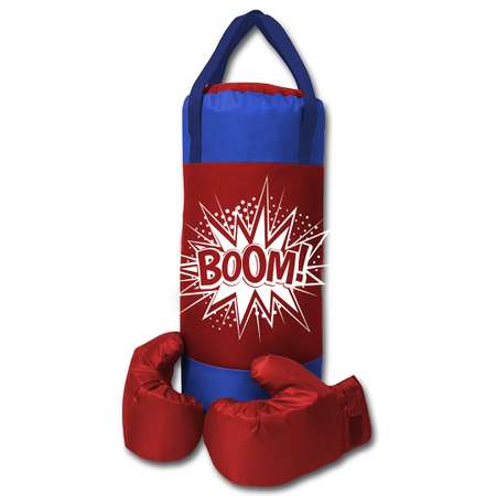 Детский набор для бокса Belon familia груша 50см х 20см с перчатками цвет красный-василек Crush