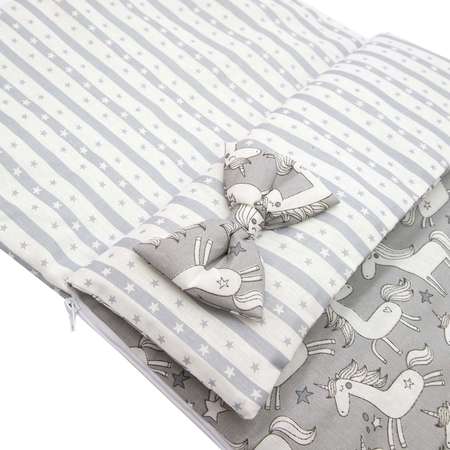 Одеяло-спальный мешок Amarobaby Magic Sleep Сказочные Единорожки Белый-Серый