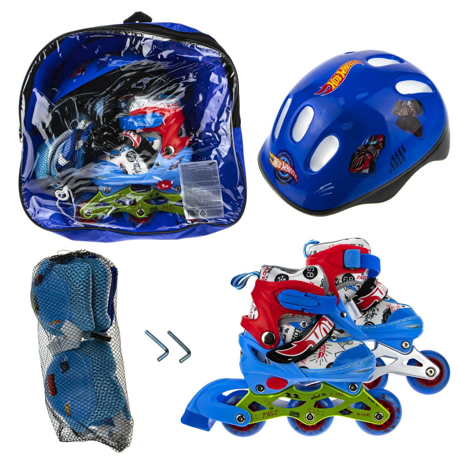 Коньки роликовые Hot Wheels со светом в комплекте с защитой и шлемом S 30-33 - фото 7