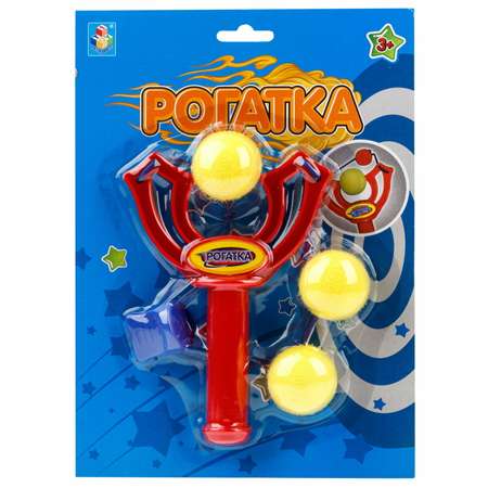 Рогатка детская 1TOY с 3 шариками красная