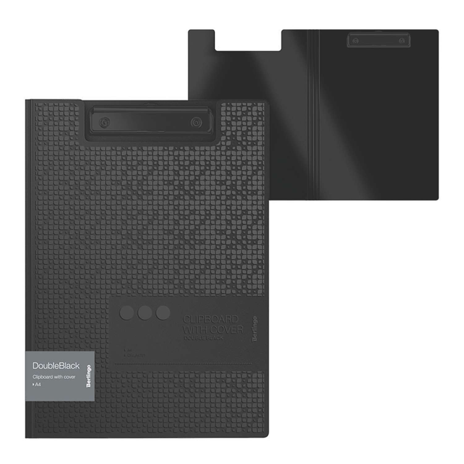 Папка-планшет Berlingo DoubleBlack А4 пластик 1300 мкм черная с рисунком и зажимом - фото 2
