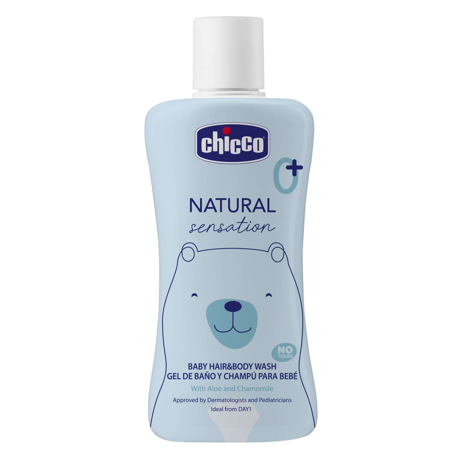 Средство для мытья волос тела Chicco без слез Natural Sensation 200 мл с алое и ромашкой поддерживает рН кожи - фото 1