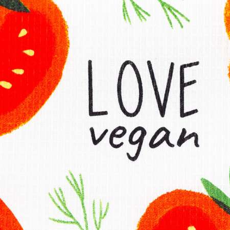 Полотенце вафельное Доляна Love vegan 35*60см Белый-Красный 5423116