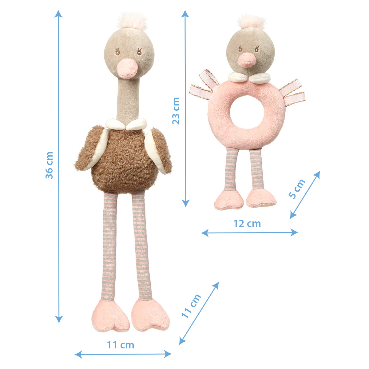 Набор игрушек Babyono Ostrich Family 2 шт с шелестящими элементами и пищалкой - фото 11