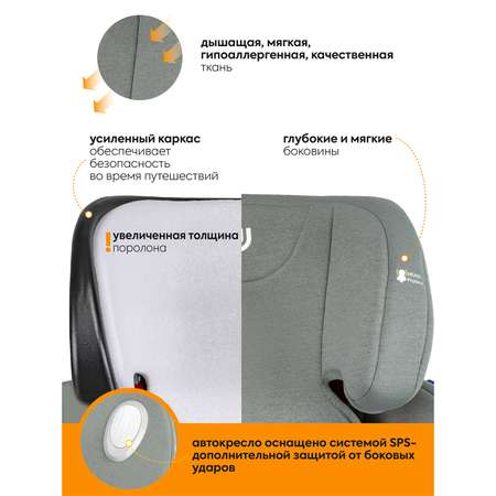 Автокресло JOVOLA Jet Isofix для новорожденных 0-36 кг группа 0+1+2+3 с упором в пол зеленый