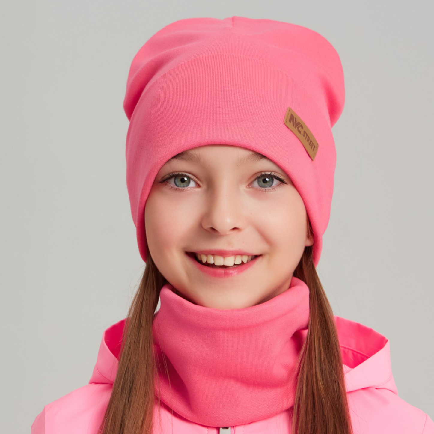 Шапка и снуд NYCkids NYC-H-68-SPRotvG-pink - фото 6