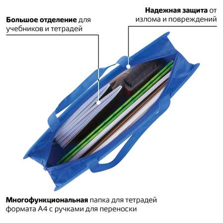 Папка-сумка Юнландия для документов бумаг тетрадей для школы канцелярская с ручками на молнии