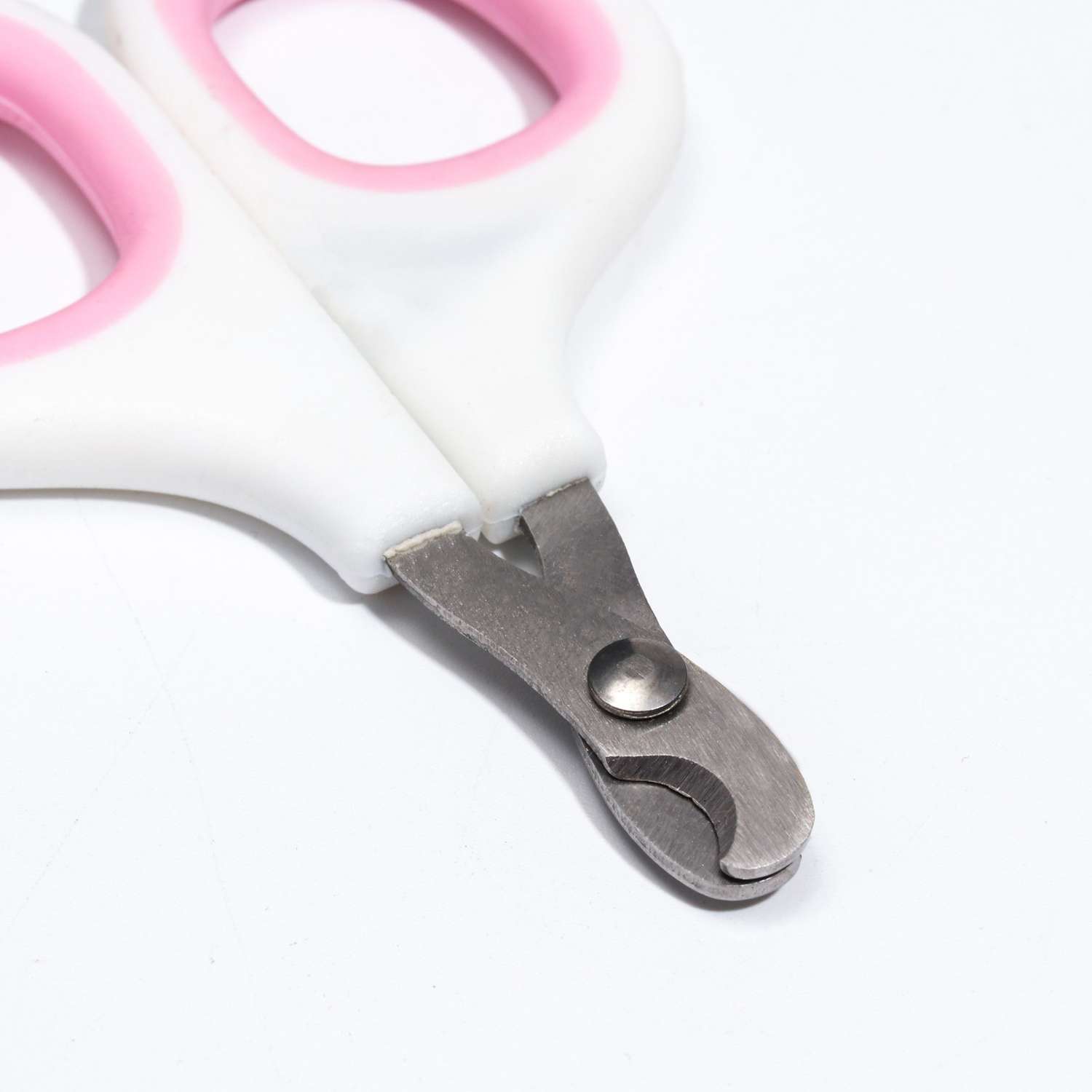 Ножницы-когтерезы Пижон с мягкими ручками отверстие 8 мм бело-розовые - фото 2