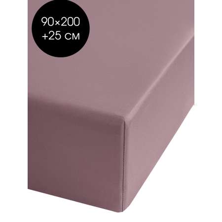 Простыня натяжная DeNASTIA сатин 90x200+25 лиловый C060071