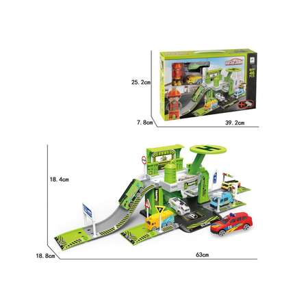 Парковка-трек Junfa с фигуркой человечка машинками не менее 46 деталей в коробке