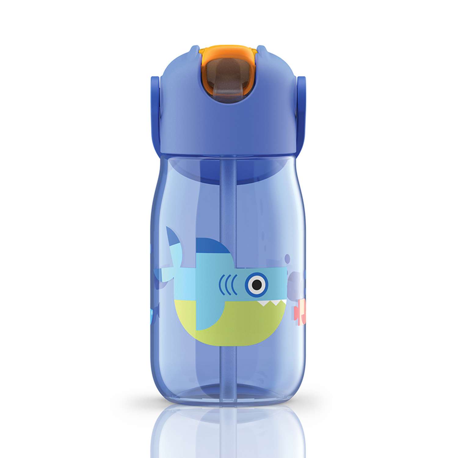 Бутылка Zoku с силиконовой соломинкой 415 мл синяя - фото 1