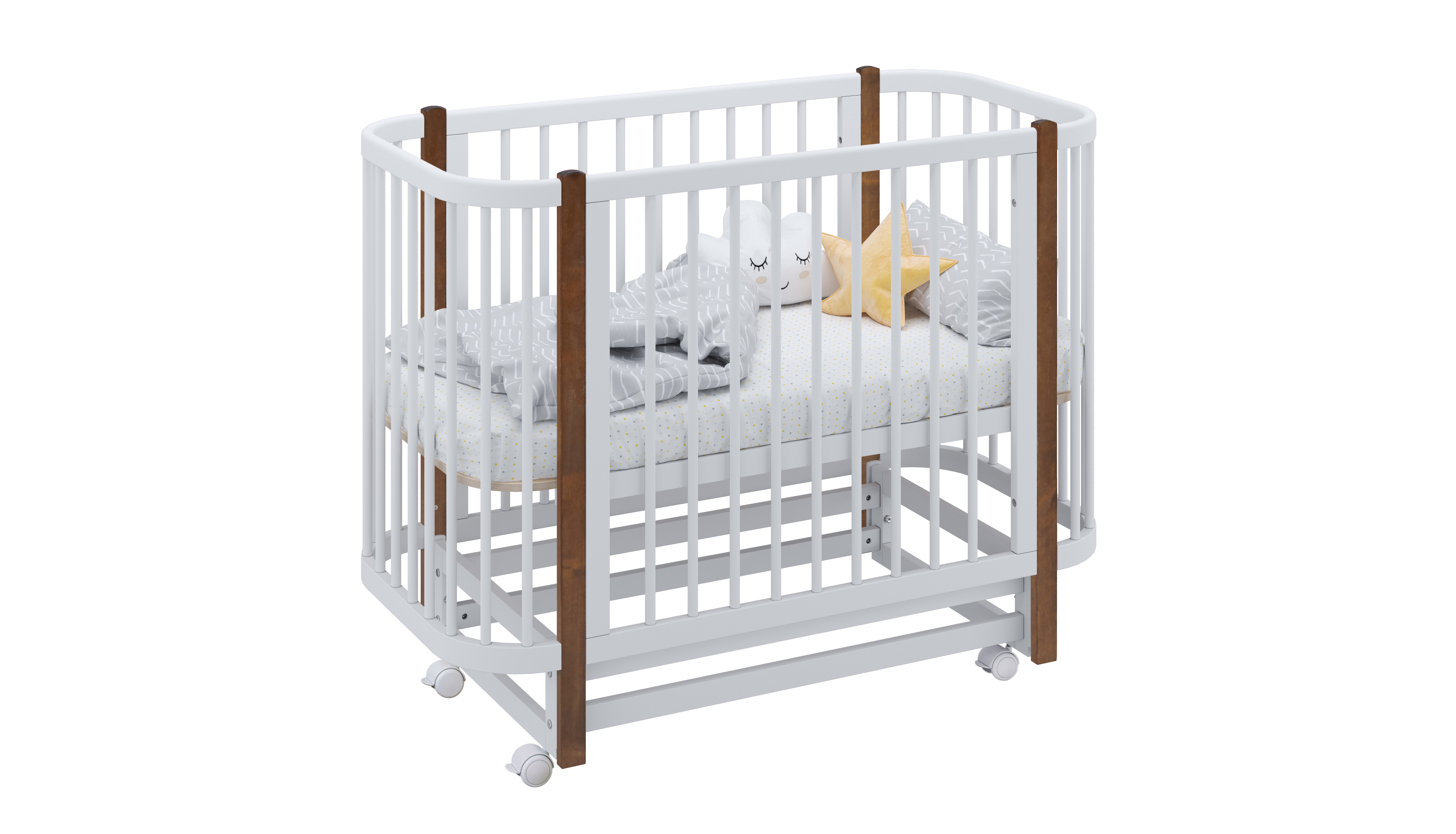 Детская кроватка Polini kids Simple 350 с маятником прямоугольная, продольный маятник - фото 2