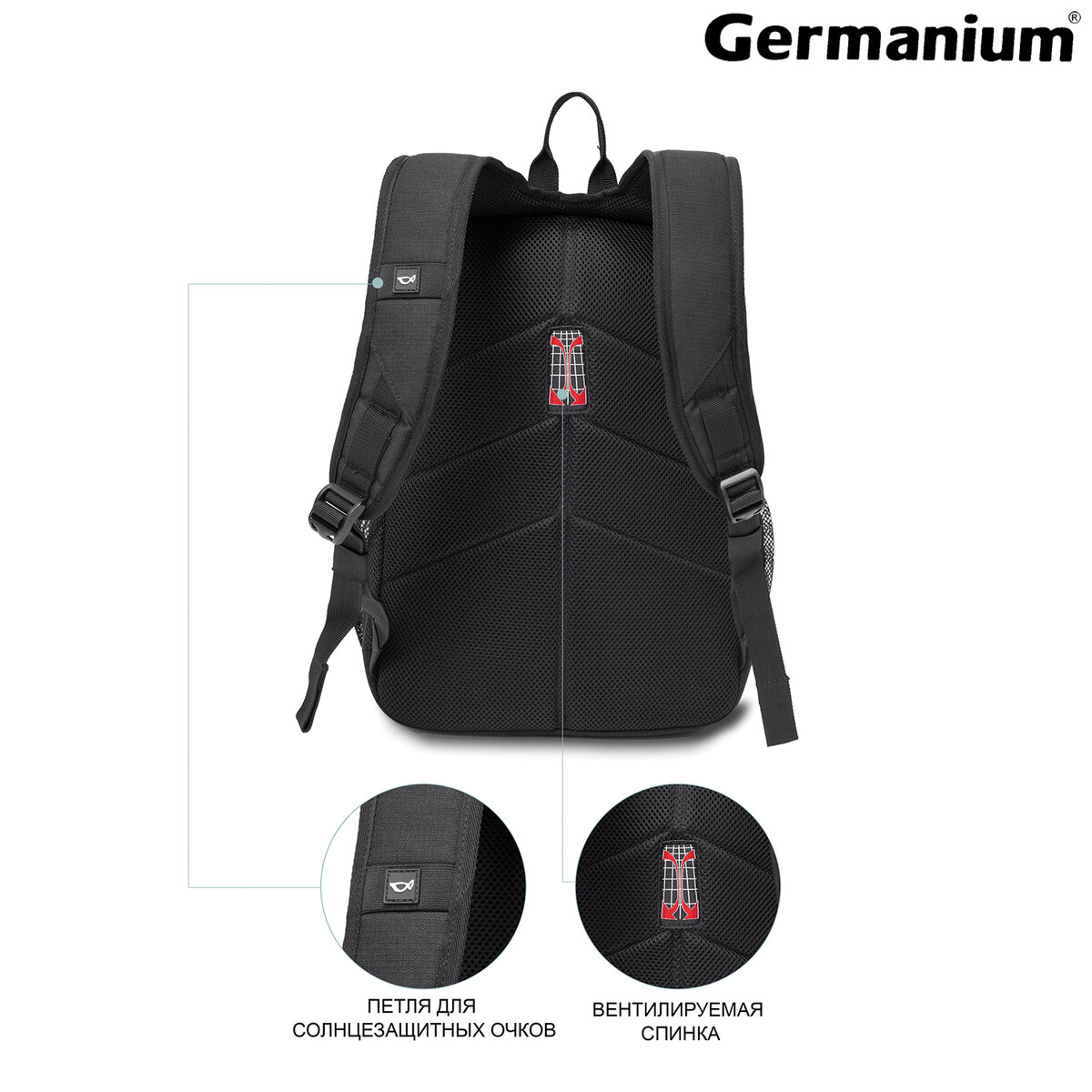 Рюкзак Germanium S-09 универсальный с отделением для ноутбука черный - фото 5