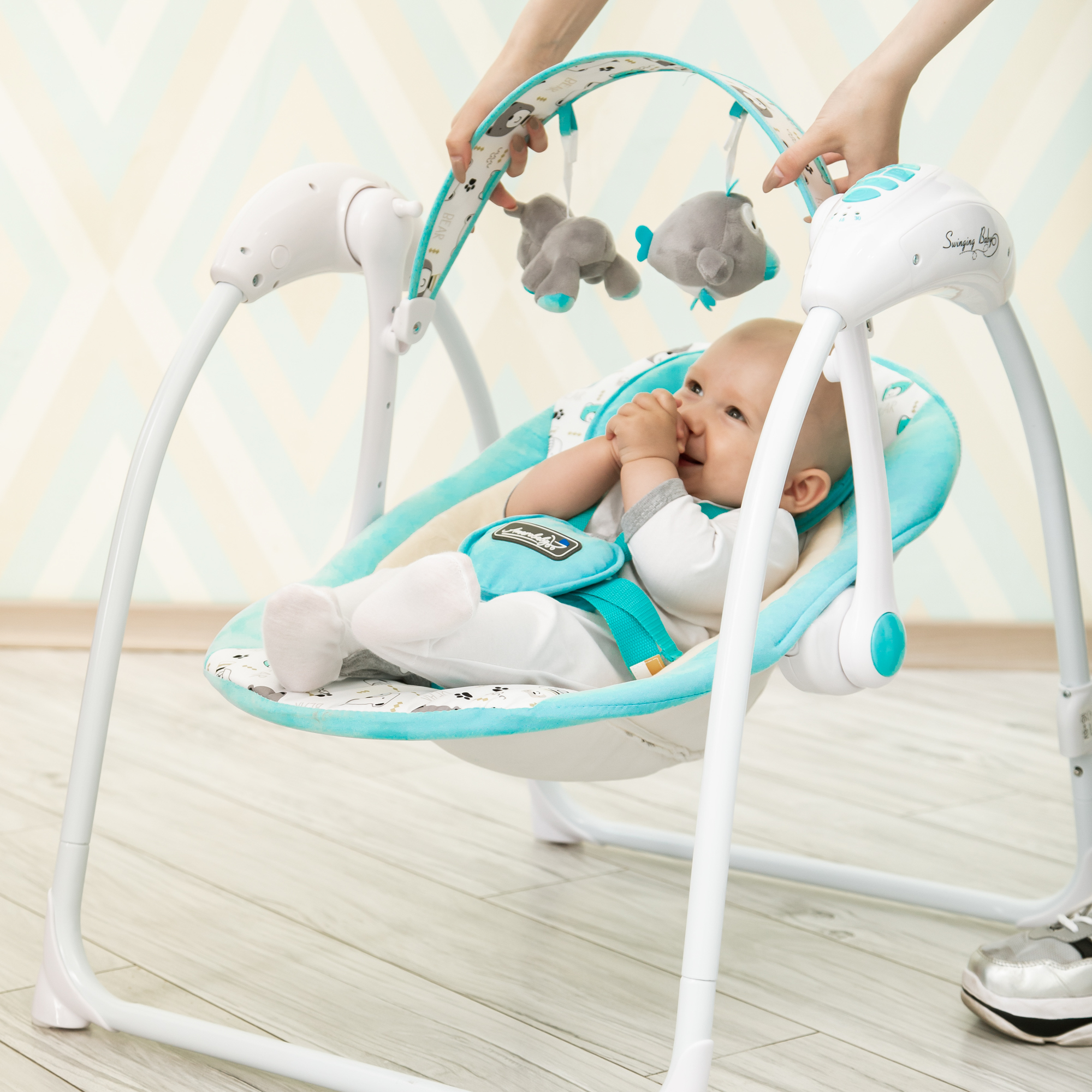 Электрокачели Amarobaby Swinging Baby Бирюзовый - фото 19