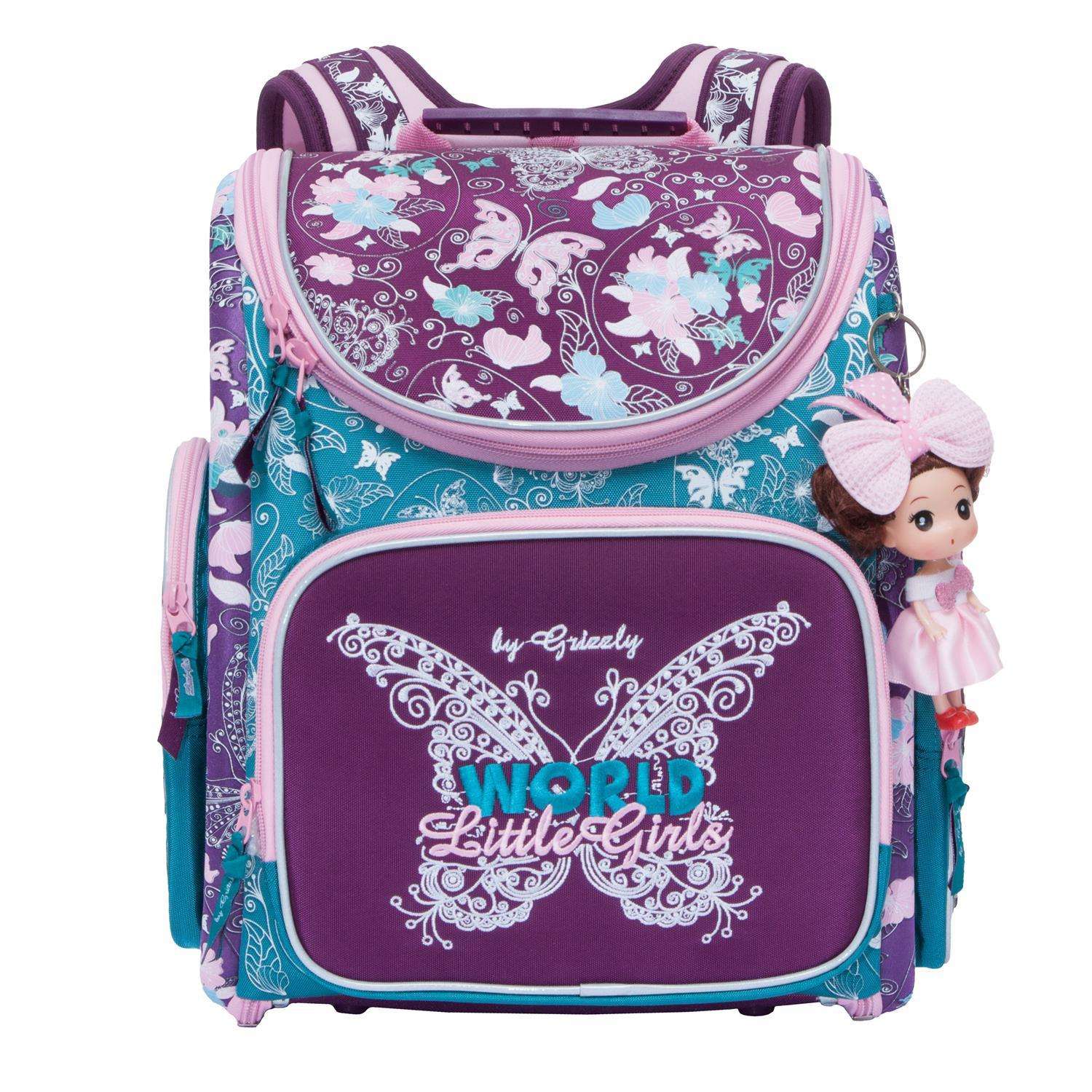 Рюкзак Grizzly для девочки фиолетовая бабочка - фото 1