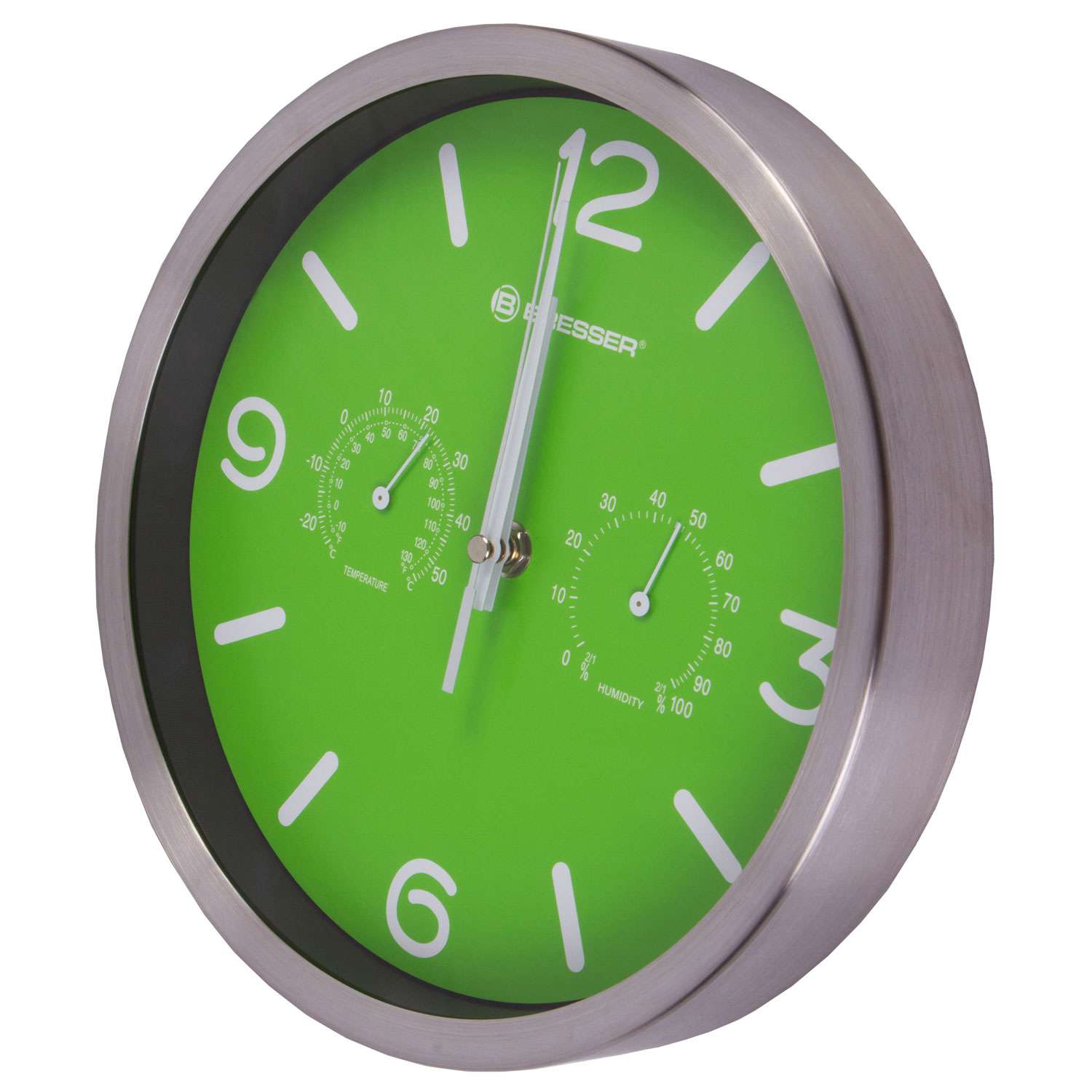 Часы настенные Bresser MyTime ND DCF Thermo/Hygro 25 см зеленые - фото 3