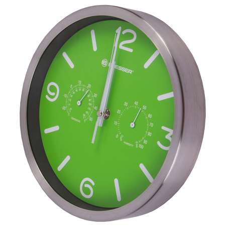 Часы настенные Bresser MyTime ND DCF Thermo/Hygro 25 см зеленые