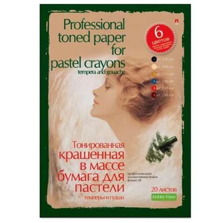 Бумага для пастели и гуаши Альт Профессиональная Серия А4 210 х 297 мм 20 листов 6 цветов