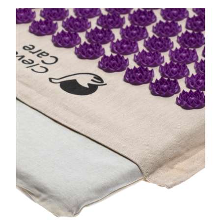 Набор: коврик и подушка CleverCare акупунктурные с сумкой для хранения и переноски цвет бежевый с сиреневым