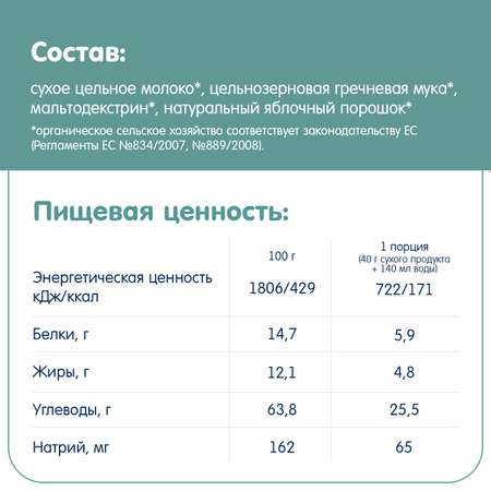 Каша молочная Fleur Alpine гречневая с яблоком 200г с 4месяцев