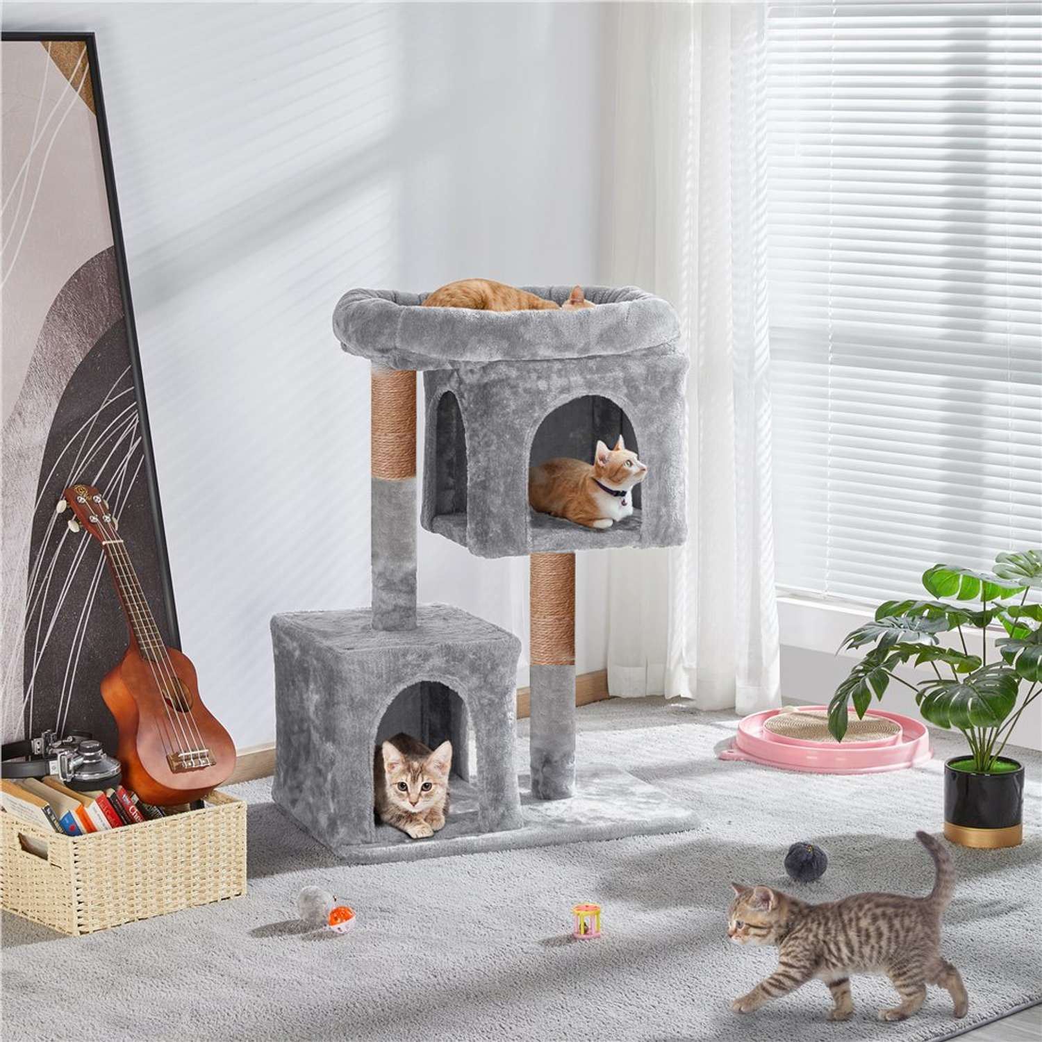 Когтеточка для кошек с домиком БРИСИ Серый - фото 2