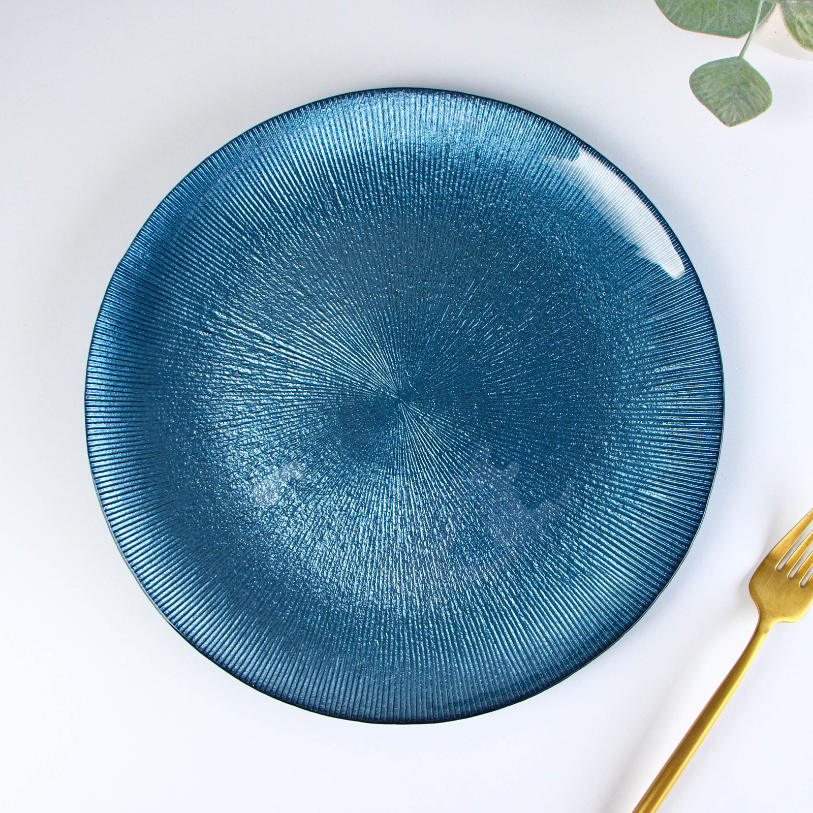 Тарелка Sima-Land стеклянная обеденная «Римини» d=27 см цвет синий - фото 1