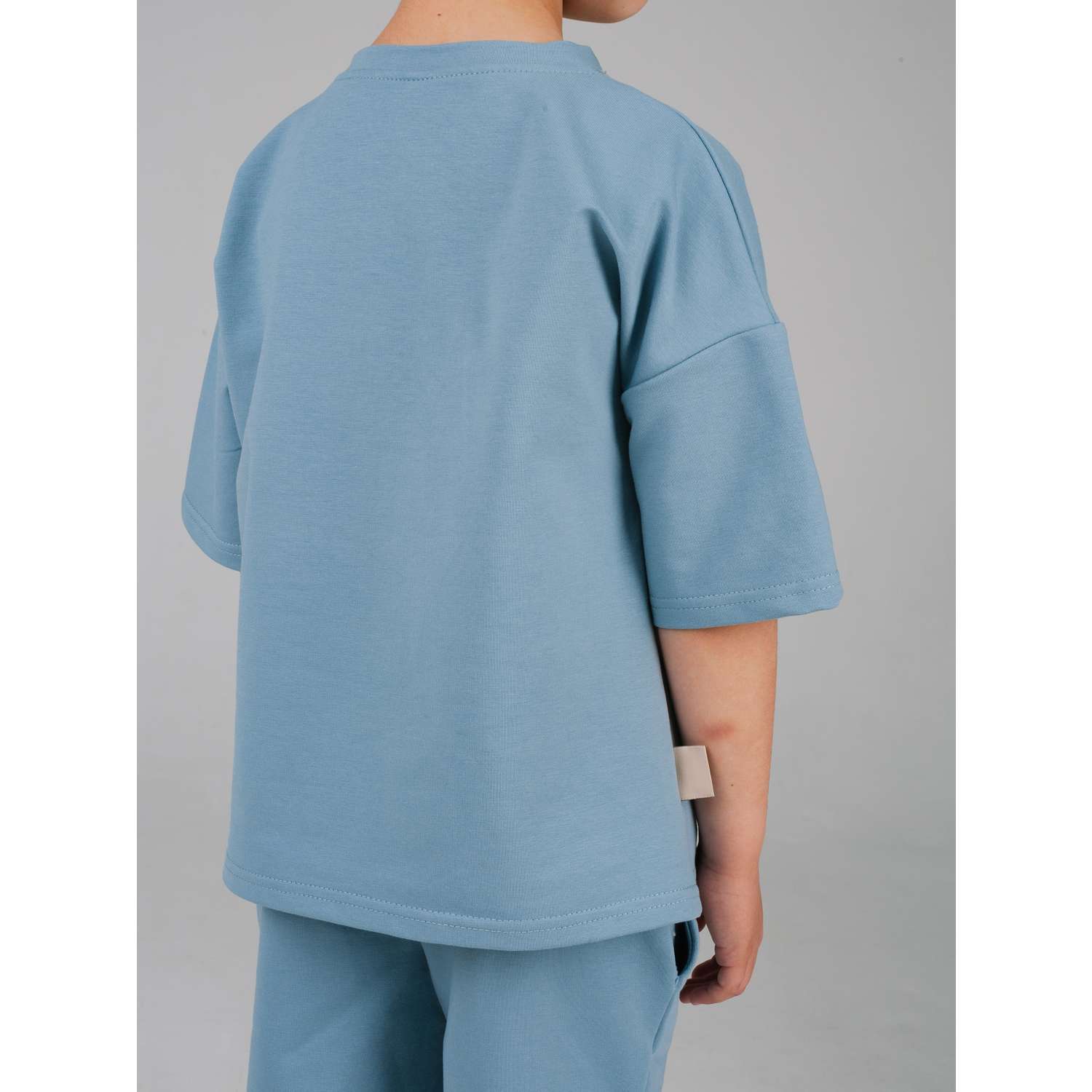 Костюм Cottonstory 250422-шорты/футболка/оверсйзAG-серо-голубой - фото 8