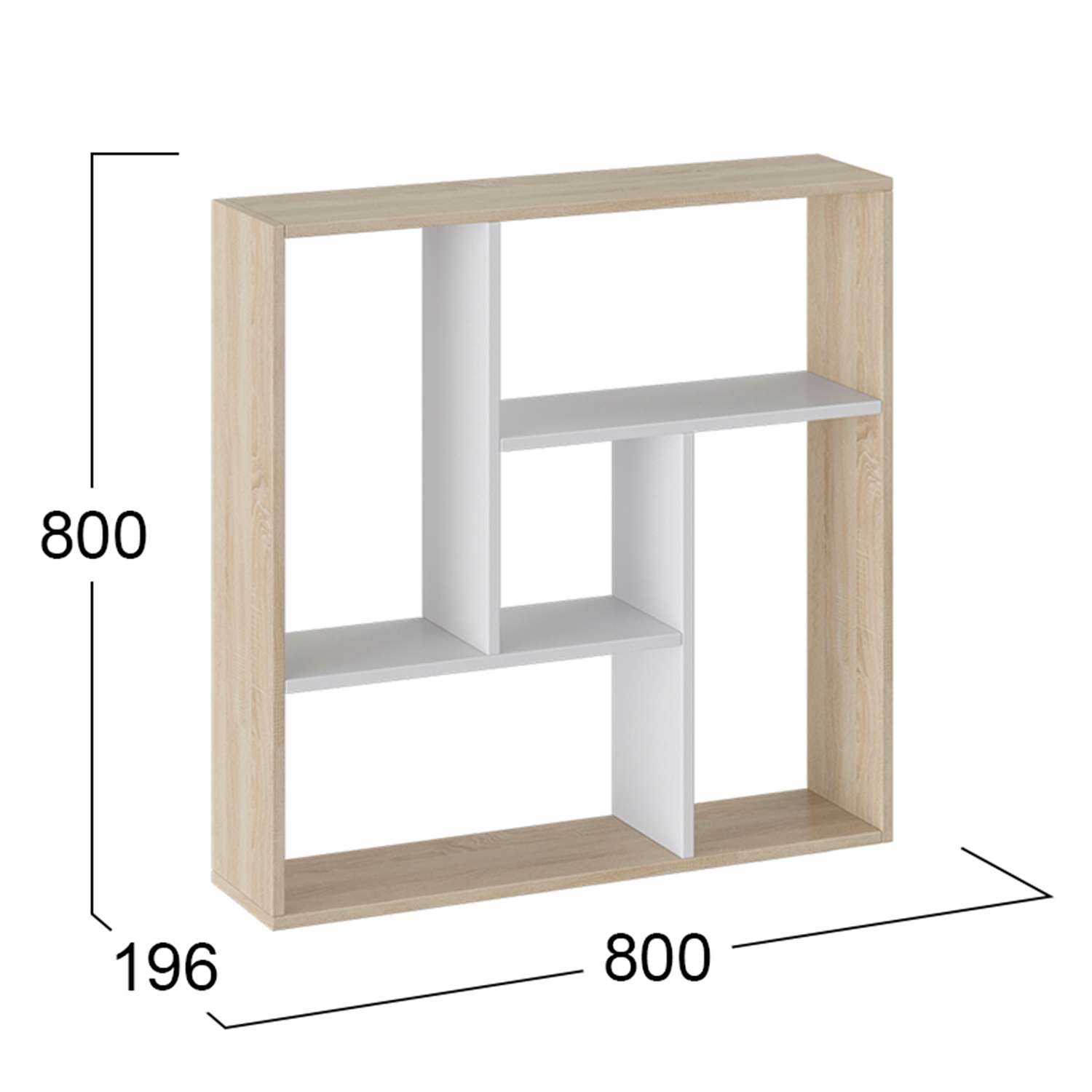 Полка настенная тип 16 Мебель ТриЯ Дуб Сонома/Белый Ясень - фото 2