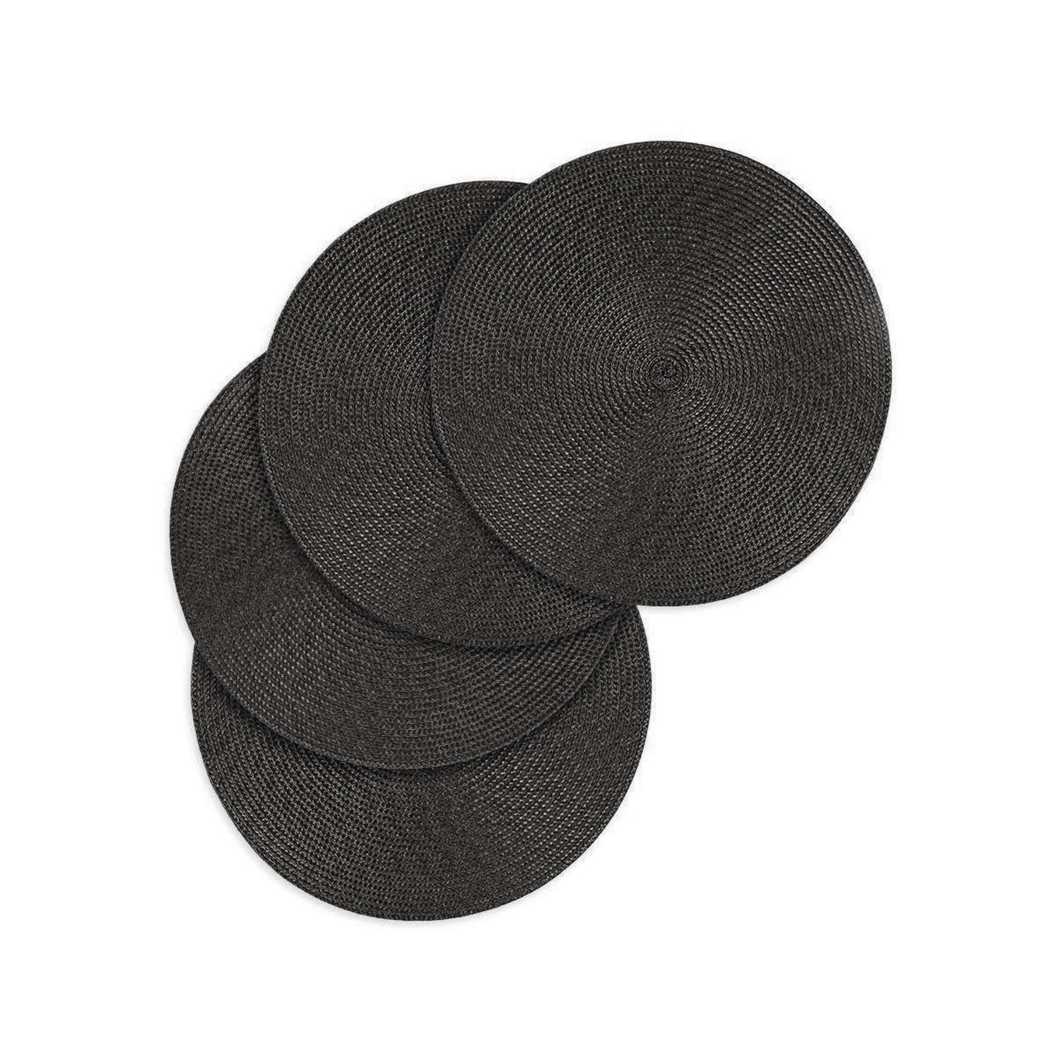 Салфетки сервировочные DeNASTIA плетеные 4 шт D36 см тёмно-серый - фото 3