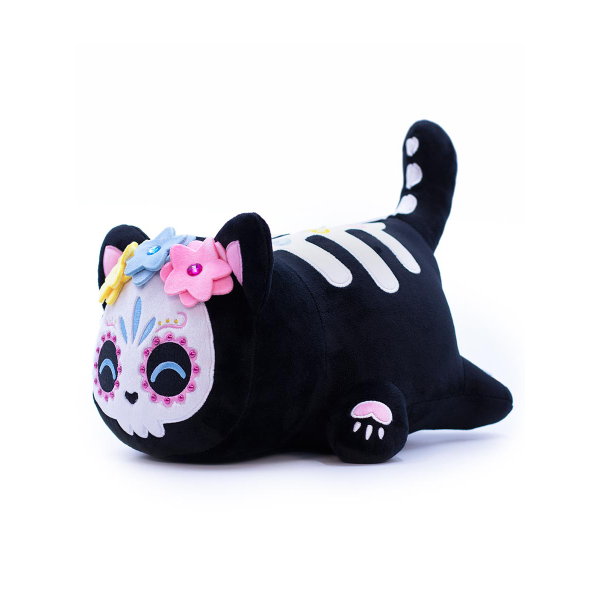 Мягкая игрушка-подушка Михи-Михи кот Скелетик Sugar Skull 25 см - фото 1