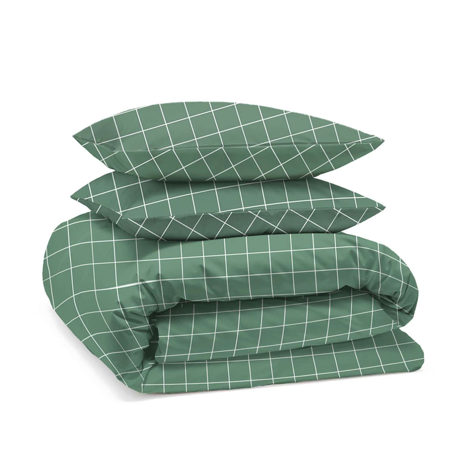 Комплект постельного белья BRAVO Клетка 2-спальный макси наволочки 70х70 рис.5929а-4+5929а-3 зеленый - фото 4