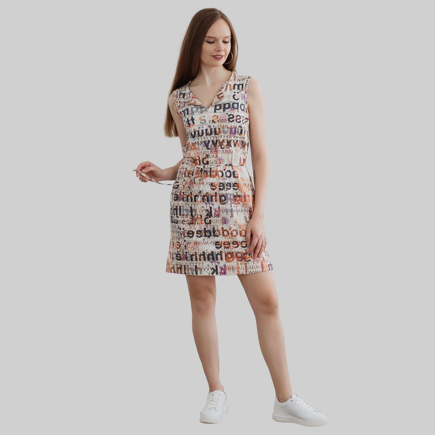 Платье Агапэ 5100_бежевый буквы - фото 1