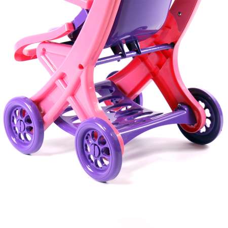 Коляска для кукол Doloni розовая с прогулочным фиолетовым сиденьем