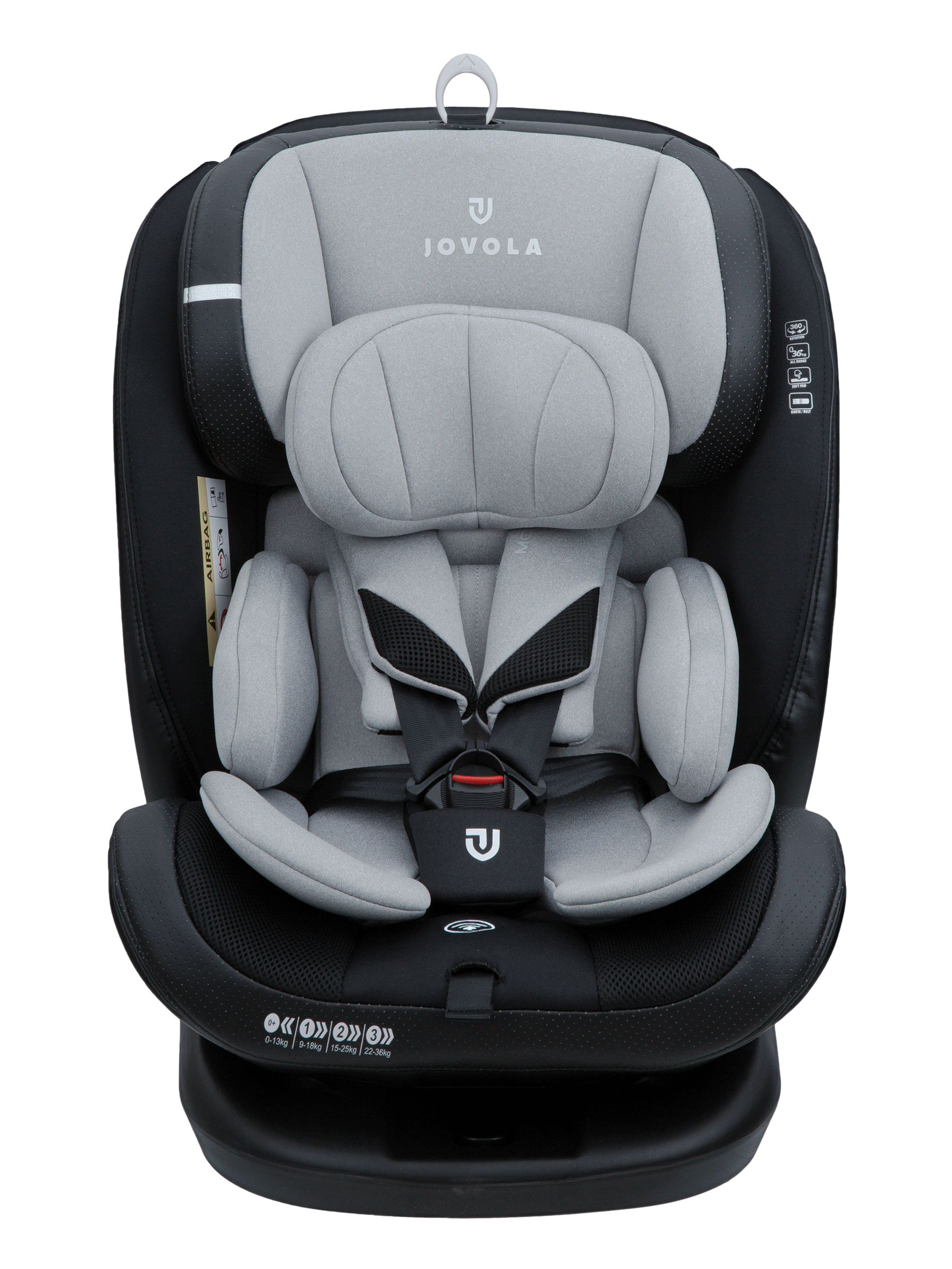 Автокресло JOVOLA Moon Isofix группа 0+1+2+3 0-36 кг черный-св.серый - фото 13