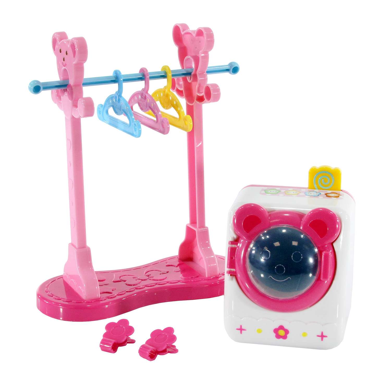 Игровой набор Kawaii Mell Прачечная для куклы стиральная машинка 15 см механическая вращается барабан - фото 1