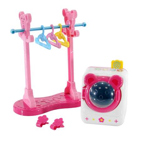 Игровой набор Kawaii Mell Прачечная для куклы стиральная машинка 15 см механическая вращается барабан