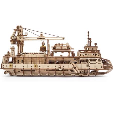Сборная деревянная модель UGEARS Научно-исследовательское судно 3D-пазл механический конструктор
