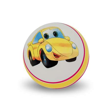 Мяч ЧАПАЕВ Желтая машинка малиновый 100мм