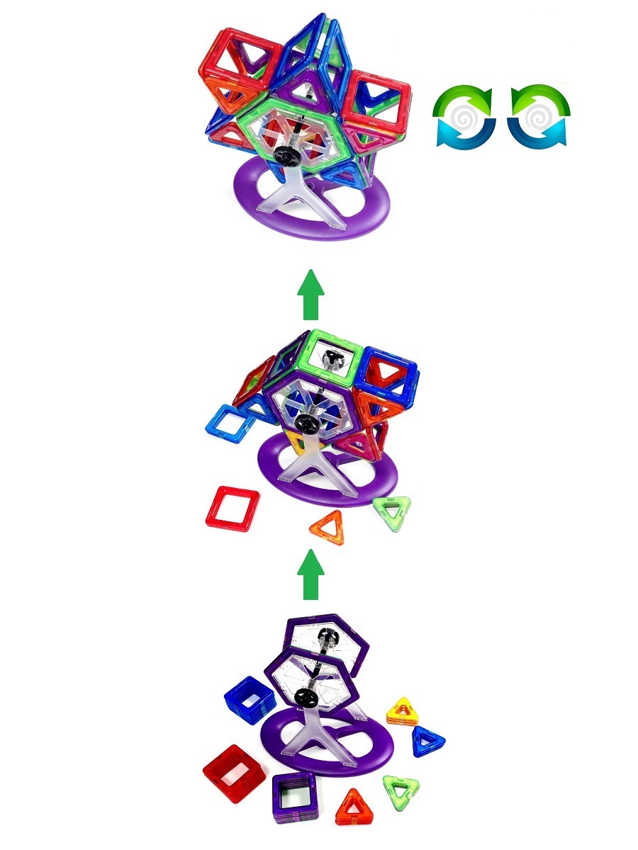 Конструктор магнитный МАГНИКОН Карусель 46 деталей с усиленными магнитами МК-46 - фото 16