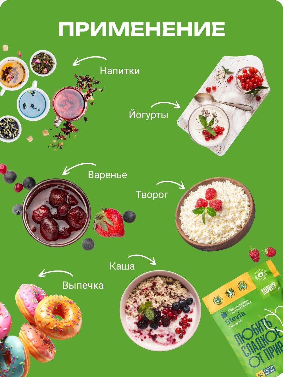 Сахарозаменитель Стевия для похудения без сахара и калорий эритрит + лактулоза + стевия 150г - фото 8