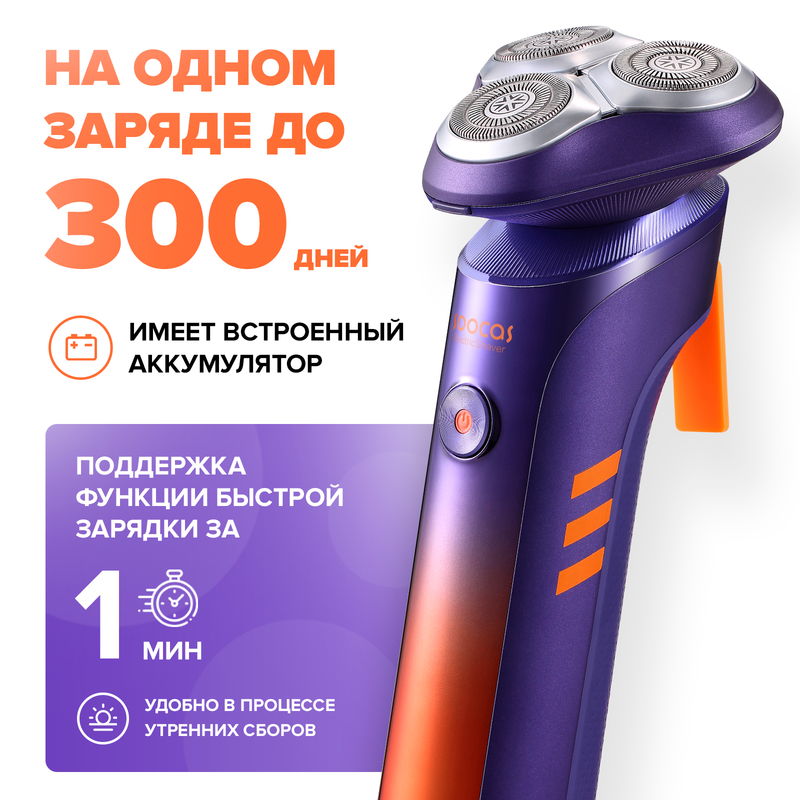 Электробритва Soocas S31 Electric Shaver Global. Фиолетовый - фото 4
